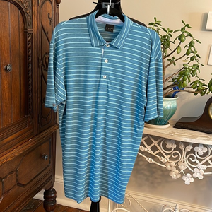 Dunning Golf Polo‎ Coolmax Blue Stripped Men's size M